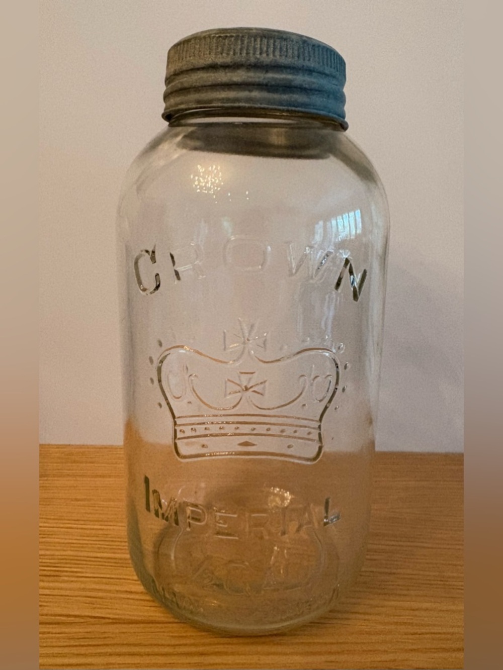 Vintage Crown Imperial 1/2 Gallon Glass Canning Mason Jar, 1937